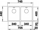 BLANCO 522983 Mosogató Andano 340/340-U selyem fényű nemesa.InFino rúd nélkül
