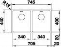 BLANCO 522981 Mosogató Andano 340/340-IF selyem fényű nemesa.InFino rúd nélkül
