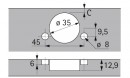 HETTICH 9088081 Sensys 8639i közézáródó 95° SiSy, vak szög, 45x9.5, r-szerelés F