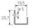 HETTICH 9136108 végzáró profil ajtóra ajtóvastagság 18-19 mm U alakú 2050 mm