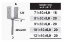 TK-rögzítő perem U2 keskeny 101x60x5,0-20x250mm