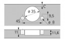 HETTICH 9099623 Sensys 8657 ráütődő 165° rugó, 0 přesah, 45x9.5, r-montážFix