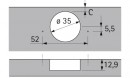 HETTICH 9090260 Sensys 8631i 95° TH52, ráütődő vastag ajtóra 32mm, SiSy