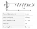 SPAX csavar FEX-H 4x40 besülyeszthető fej TXS,W A3J,4C MH, részleges menet