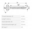SPAX csavar 4x40 lencse fej TXS,4C MH