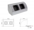 DL-dupla aljzat Schuko Corner Box 2 alu