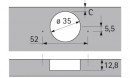HETTICH 73909 Intermat 9944 T42, K9,5 féligráütődő