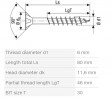 SPAX csavar 6x80/46 besülyeszthető fej TXS,W,4C MH, részleges menet