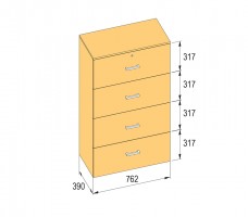 K-BBP R4 típusú irattartó szekrény 762 mm belső szélességre, 1276 mm magasságra