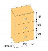 K-BBP Kartotéka typ R3 pro vnitřní šířku 412 mm/540 mm, výška 1076 mm bez tlumen