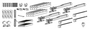 TERNO Vetro 40 synchro sada kování pro skleněné dveře 80kg/10mm/4x tlumič