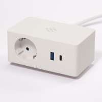 VersaQ  1x 230V, USB A+C 5V, Qi vezeték nélküli töltő, fehér, Schuko