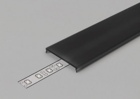 StrongLumio F takaróléc LED profilokhoz 14 rápattintható  fekete 1000mm 1000mm