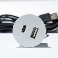 VersaPick, 1x USB A/C, kerek, matt fehér RAL 9003