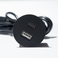 VersaPick, 1x USB A/C, kerek, fekete matt