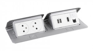 LEGRAND Pop-up dupla, 2x 230V, USB A+A tápellátás, 1x RJ45, HDMI, alumínium