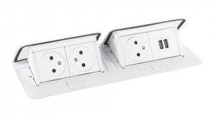 LEGRAND Pop-up dupla, 3x 230V, USB A+A tápegység, fehér