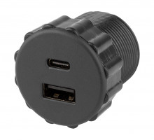 StrongPower USB töltő, 2 x töltő kimenet, 35 mm átmérőjű, fekete