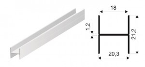 SEVROLL 04447  összekötő profil Simple/Blue H21 3m (18 mm-es rétegeltlemez) ezüs