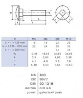 Csavar M8x60 DIN 603 cink fehér