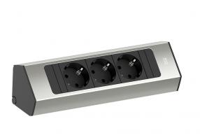BACHMANN 932.000 Casia 2, 3x230V,  rozsdamentes acél utánzat Schuko