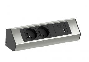 BACHMANN 932.003 Casia 2, 2x230V + 1xUSB A/C rozsdamentes acél utánzat