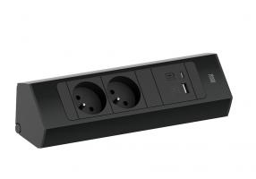 BACHMANN 932.103 Casia 2, 2x230V + 1xUSB A/C fekete RAL9005