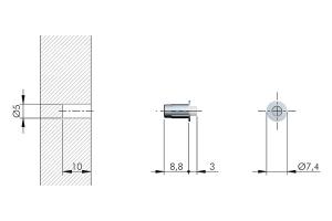 IF-tlumič dvířek závrtný Flex 5mm  10x3mm antracit