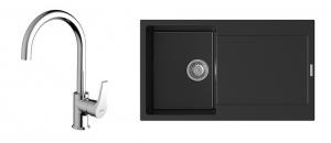 K-StrongSinks S3 mosogató szett Zala 860, fekete + Rhona csaptelep, króm