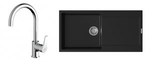 K-StrongSinks S3 mosogató szett Zala 1000, fekete + Rhona csaptelep, króm