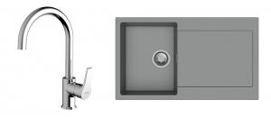 K-StrongSinks S3 mosogató szett Zala 860, szürke + Rhona csaptelep, króm