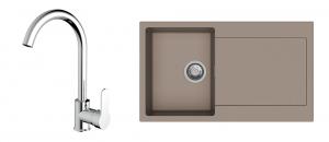 K-StrongSinks S3 mosogató szett Zala 860, barna + Seina csaptelep, króm