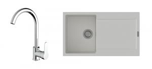 K-StrongSinks S3 mosogató szett Zala 860, fehér + Seina csaptelep, króm