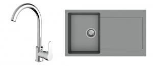 K-StrongSinks S3 mosogató szett Zala 860, szürke + Seina csaptelep, króm