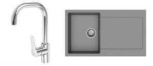 K-StrongSinks S3 mosogató szett Zala 860, szürke + Garonne csaptelep, króm