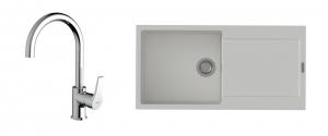 K-StrongSinks S3 mosogató szett Zala 1000, fehér + Rhona csaptelep, króm