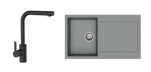 K-StrongSinks S3 mosogató szett Zala 860, szürke + Ipoly csaptelep, fekete