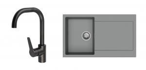 K-StrongSinks S3 mosogató szett Zala 860, szürke + Garonne csaptelep, fekete