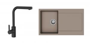 K-StrongSinks S3 mosogató szett Zala 860, barna + Ipoly csaptelep, fekete