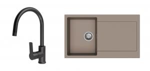 K-StrongSinks S3 mosogató szett Zala 860, barna + Loira csaptelep, fekete