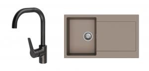 K-StrongSinks S3 mosogató szett Zala 860, barna + Garonne csaptelep, fekete