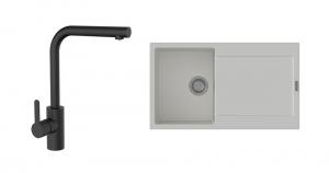 K-StrongSinks S3 mosogató szett Zala 860, fehér + Ipoly csaptelep, fekete