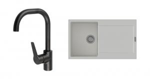 K-StrongSinks S3 mosogató szett Zala 860, fehér + Garonne csaptelep, fekete