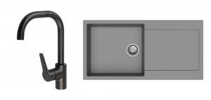 K-StrongSinks S3 mosogató szett Zala 1000, szürke + Garonne csaptelep, fekete