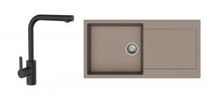 K-StrongSinks S3 mosogató szett Zala 1000, barna + Ipoly csaptelep, fekete