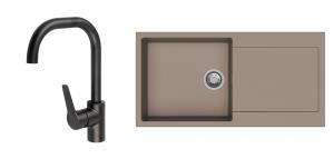 K-StrongSinks S3 mosogató szett Zala 1000, barna + Garonne csaptelep, fekete