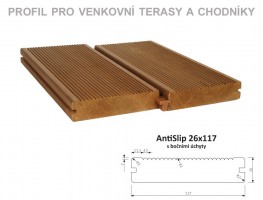 TERASZ ThermoWood prkno AntiSlip 26/117/4200 Boční úchyt