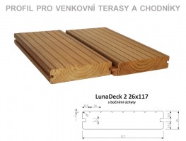 TERASZ ThermoWood prkno LunaDeck2 26/117/4800 Boční úchyt