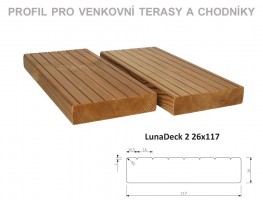 TERASZ ThermoWood prkno LunaDeck2 26/117/3000 bez Bočního úchytu