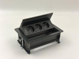 StrongPower elektromos dugaljzat FlipUpPush, 3x francia,fekete